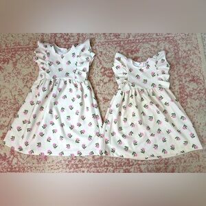 Zara White Floral Ruffle Sleeve Dress, size 5-6 (size 3-4 also avail)